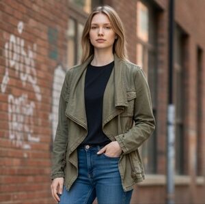 Max Jeans Y2K Distressed Olive Utility Jacket